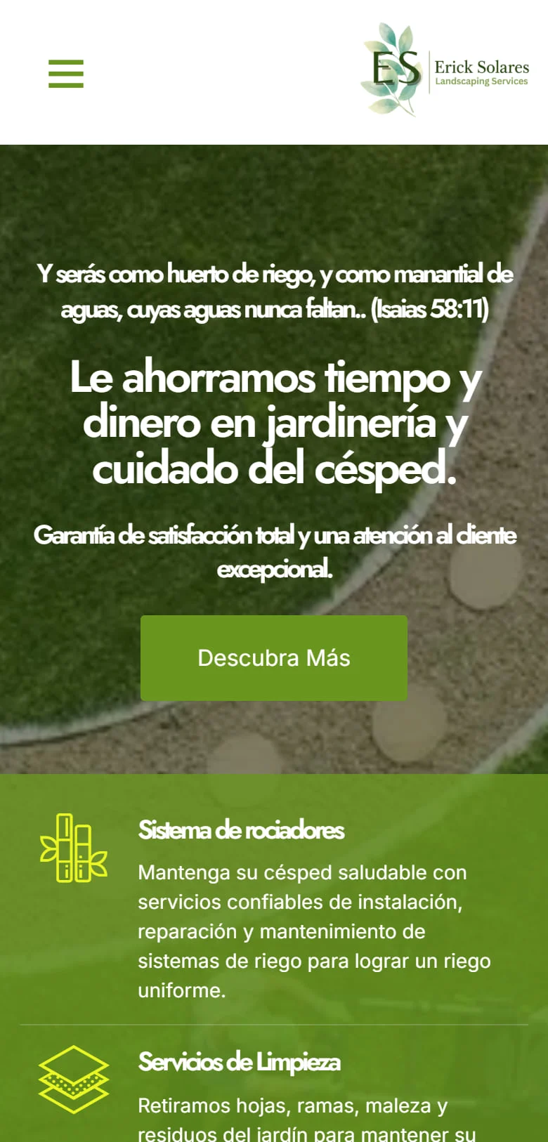 Spanish version of the Erick Solares homepage on a phone