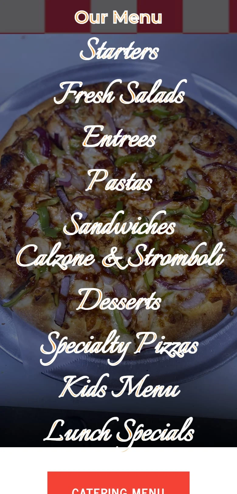 Fratelli's menu categories stacked on a phone